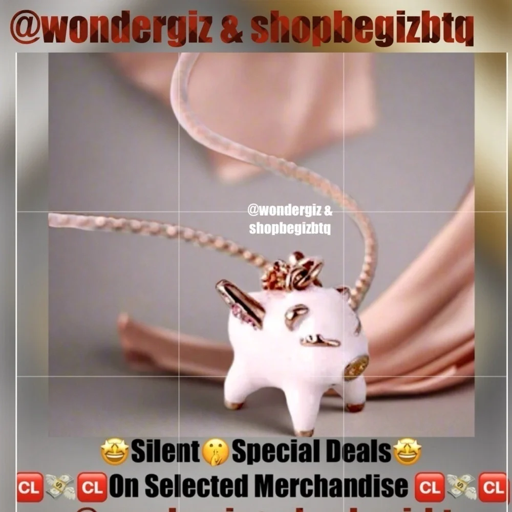 Kate Spade Authentic Cute Necklace Drop Flying Pig Lever Back Pink & Rose Gold